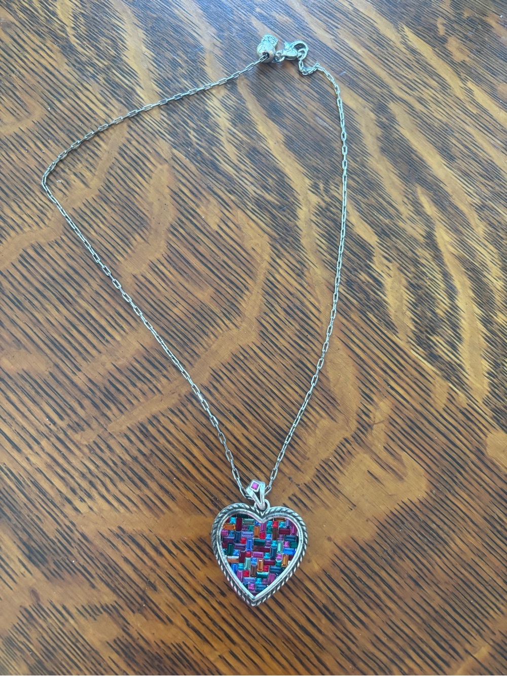 Brighton Silver Heart Necklace with Multicolor Inlay